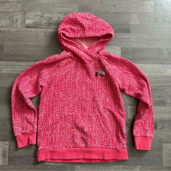 Under Armour Other - Under Armour Girls Pink Rival Fleece Print Hoodie M